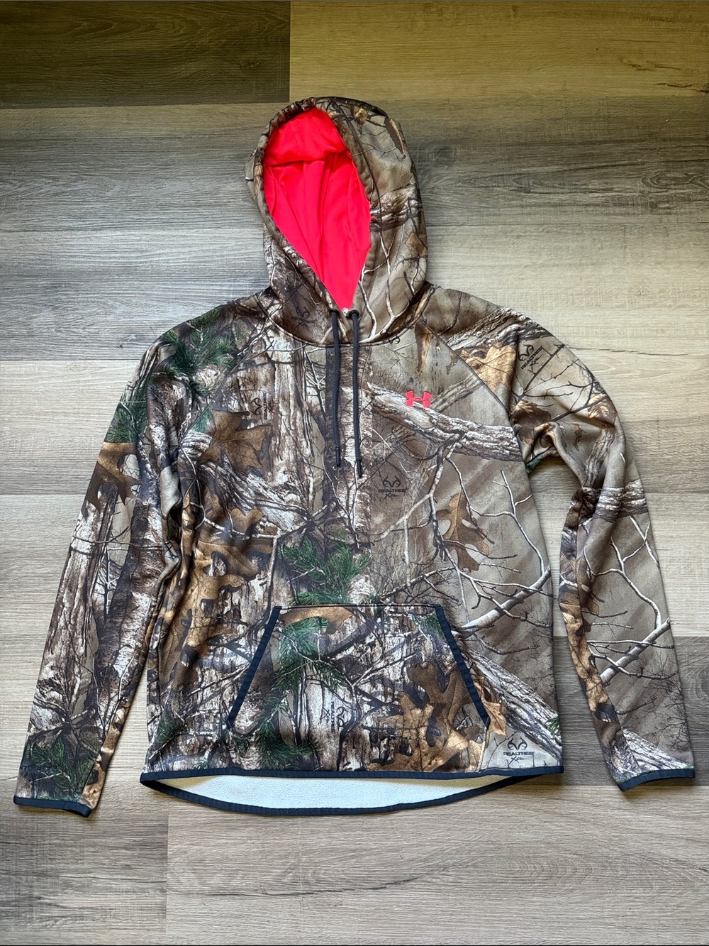 Under Armour Realtree Camo Hoodie with Bright Pink Hood Lining